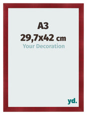 Fotolijst 29 7x42cm A3 Wijnrood Geveegd MDF Pisa Voorzijde Maat | Yourdecoration.nl