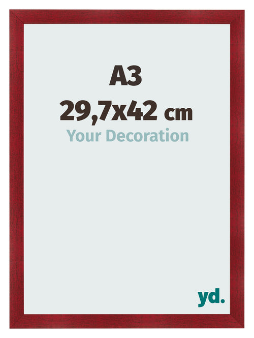 Fotolijst 29 7x42cm A3 Wijnrood Geveegd MDF Pisa Voorzijde Maat | Yourdecoration.nl