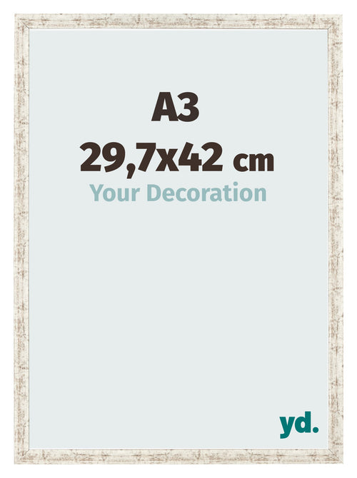Fotolijst 29 7x42cm A3 Wit Vintage MDF Bologna Voorzijde Maat | Yourdecoration.nl