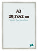 Fotolijst 29 7x42cm A3 Zilver Mat MDF Bologna Voorzijde Maat | Yourdecoration.nl