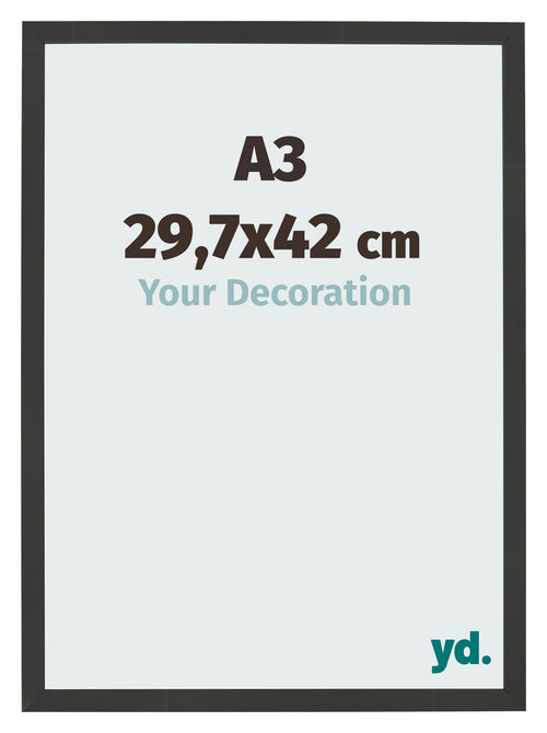 Fotolijst 29 7x42cm A3 Zwart Houtnerf MDF Bologna Voorzijde Maat | Yourdecoration.nl