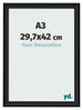 Fotolijst 29 7x42cm A3 Zwart Houtnerf MDF Lazio Voorzijde Maat | Yourdecoration.nl