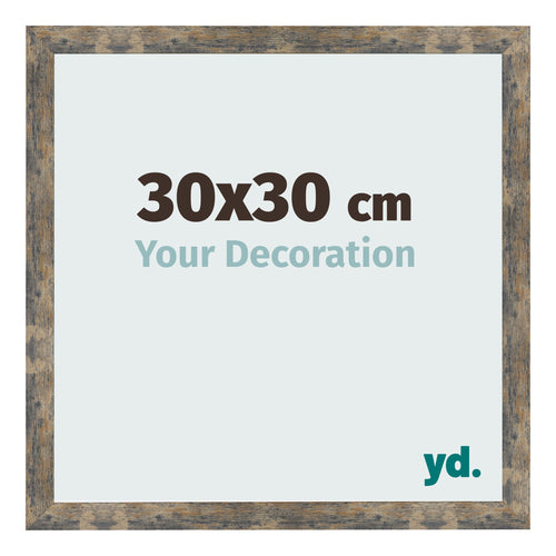 Fotolijst 30x30cm Blauw Goud Gemeleerd MDF Bologna Voorzijde Maat | Yourdecoration.nl