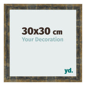 Fotolijst 30x30cm Blauw Goud Gemeleerd MDF Pisa Voorzijde Maat | Yourdecoration.nl