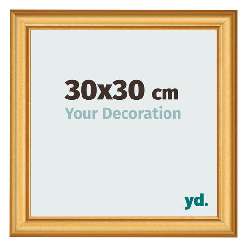 Fotolijst 30x30cm Goud Mat MDF Lazio Voorzijde Maat | Yourdecoration.nl