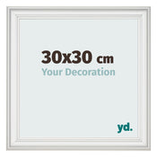 Fotolijst 30x30cm Wit Geveegd MDF Lazio Voorzijde Maat | Yourdecoration.nl