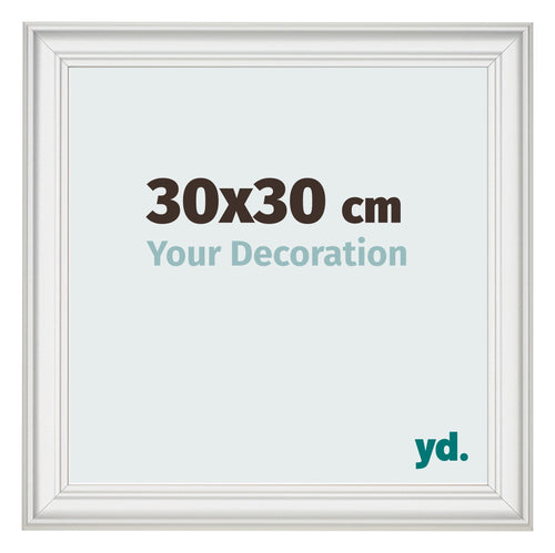 Fotolijst 30x30cm Wit Geveegd MDF Lazio Voorzijde Maat | Yourdecoration.nl