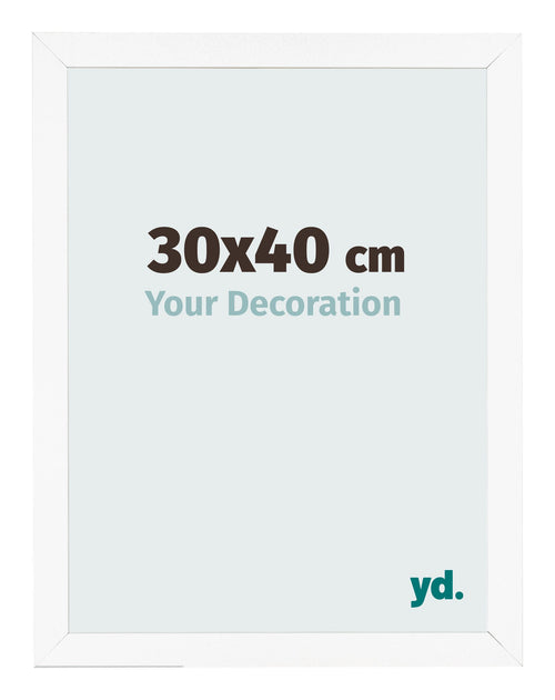 Fotolijst 30x40 cm Wit Mat MDF Bologna Voorzijde Maat | Yourdecoration.nl