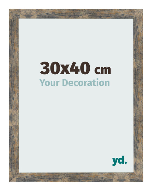 Fotolijst 30x40cm Blauw Goud Gemeleerd MDF Bologna Voorzijde Maat | Yourdecoration.nl