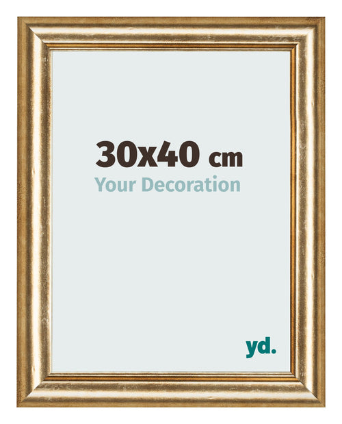 Fotolijst 30x40cm Goud Antiek MDF Lazio Voorzijde Maat | Yourdecoration.nl