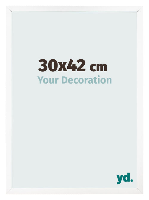 Fotolijst 30x42 cm Wit Mat MDF Bologna Voorzijde Maat | Yourdecoration.nl