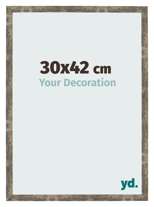 Fotolijst 30x42cm Blauw Goud Gemeleerd MDF Bologna Voorzijde Maat | Yourdecoration.nl