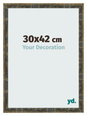 Fotolijst 30x42cm Blauw Goud Gemeleerd MDF Pisa Voorzijde Maat | Yourdecoration.nl
