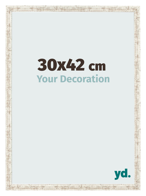 Fotolijst 30x42cm Wit Vintage MDF Bologna Voorzijde Maat | Yourdecoration.nl