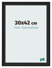 Fotolijst 30x42cm Zwart Houtnerf MDF Lazio Voorzijde Maat | Yourdecoration.nl