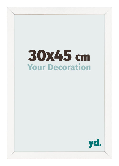 Fotolijst 30x45 cm Wit Hoogglans MDF Bologna Voorzijde Maat | Yourdecoration.nl
