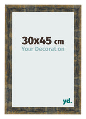 Fotolijst 30x45cm Blauw Goud Gemeleerd MDF Pisa Voorzijde Maat | Yourdecoration.nl