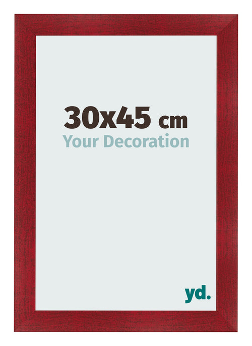 Fotolijst 30x45cm Wijnrood Geveegd MDF Pisa Voorzijde Maat | Yourdecoration.nl