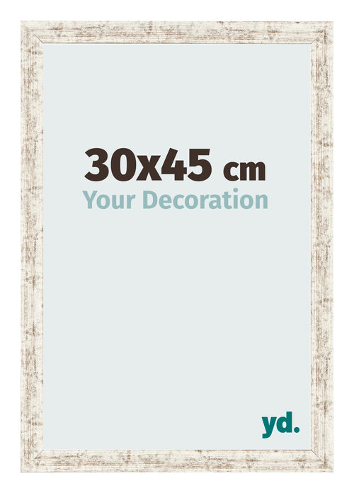Fotolijst 30x45cm Wit Vintage MDF Bologna Voorzijde Maat | Yourdecoration.nl