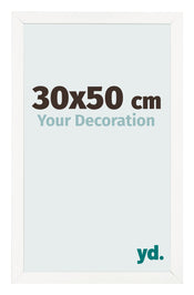 Fotolijst 30x50 cm Wit Hoogglans MDF Bologna Voorzijde Maat | Yourdecoration.nl