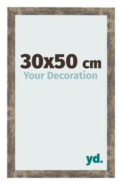 Fotolijst 30x50cm Blauw Goud Gemeleerd MDF Bologna Voorzijde Maat | Yourdecoration.nl