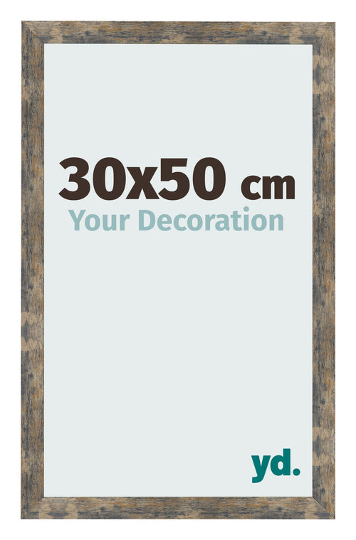 Fotolijst 30x50cm Blauw Goud Gemeleerd MDF Bologna Voorzijde Maat | Yourdecoration.nl