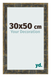 Fotolijst 30x50cm Blauw Goud Gemeleerd MDF Pisa Voorzijde Maat | Yourdecoration.nl