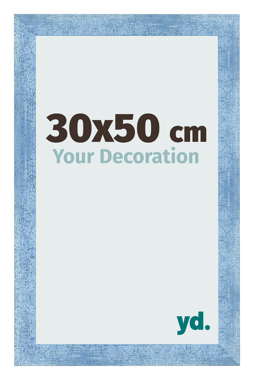 Fotolijst 30x50cm Helder Blauw Geveegd MDF Pisa Voorzijde Maat | Yourdecoration.nl