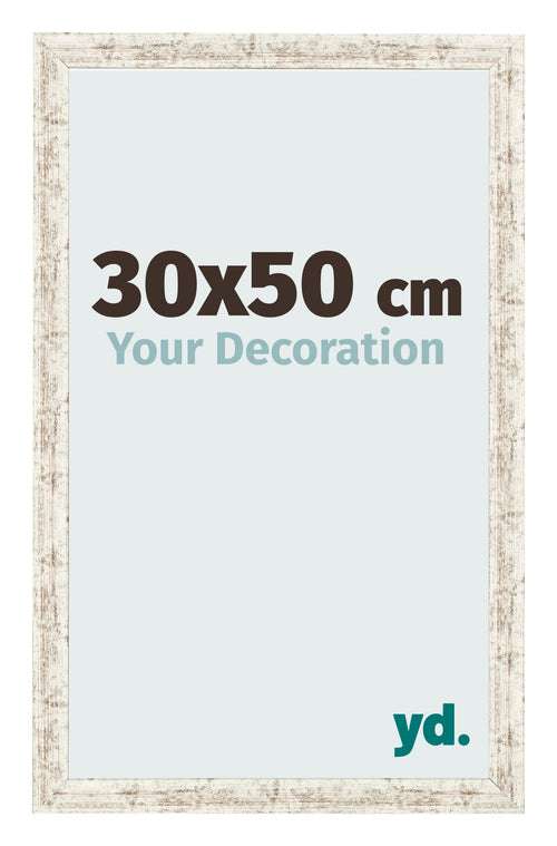 Fotolijst 30x50cm Wit Vintage MDF Bologna Voorzijde Maat | Yourdecoration.nl