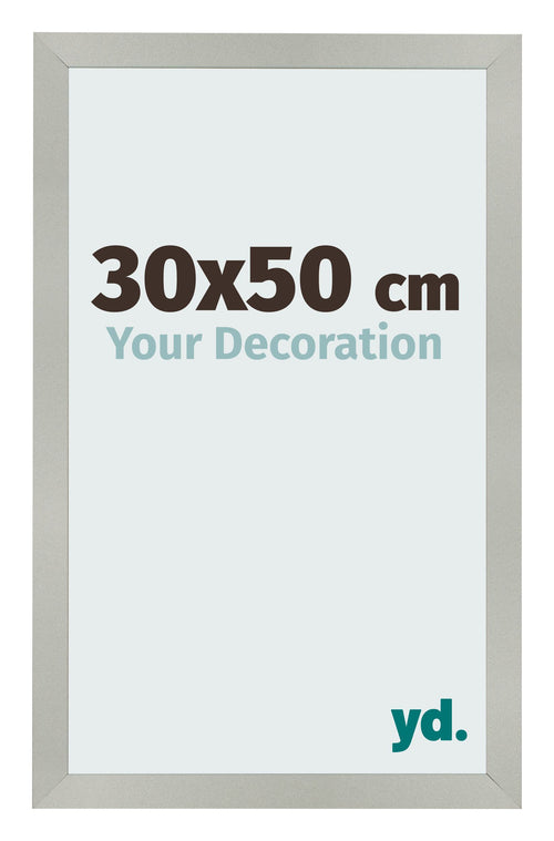 Fotolijst 30x50cm Zilver Mat MDF Bologna Voorzijde Maat | Yourdecoration.nl