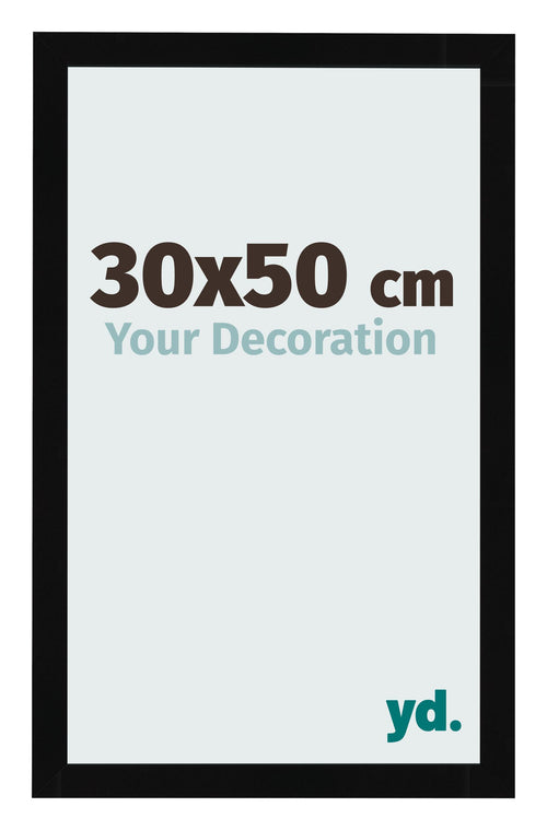Fotolijst 30x50cm Zwart Hoogglans MDF Bologna Voorzijde Maat | Yourdecoration.nl