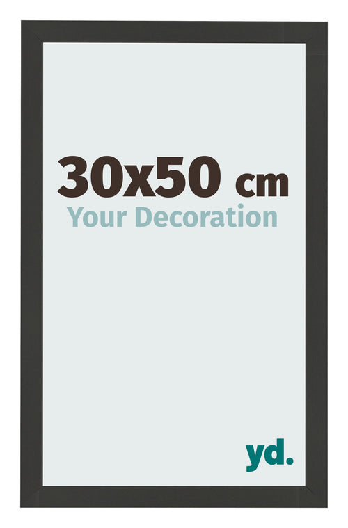 Fotolijst 30x50cm Zwart Houtnerf MDF Bologna Voorzijde Maat | Yourdecoration.nl
