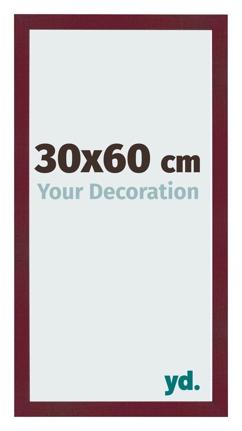 Fotolijst 30x60 cm Wijnrood Geveegd MDF Bologna Voorzijde Maat | Yourdecoration.nl
