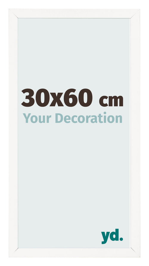 Fotolijst 30x60 cm Wit Hoogglans MDF Bologna Voorzijde Maat | Yourdecoration.nl