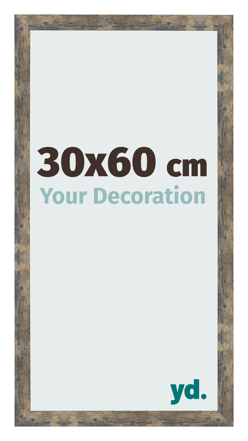 Fotolijst 30x60cm Blauw Goud Gemeleerd MDF Bologna Voorzijde Maat | Yourdecoration.nl
