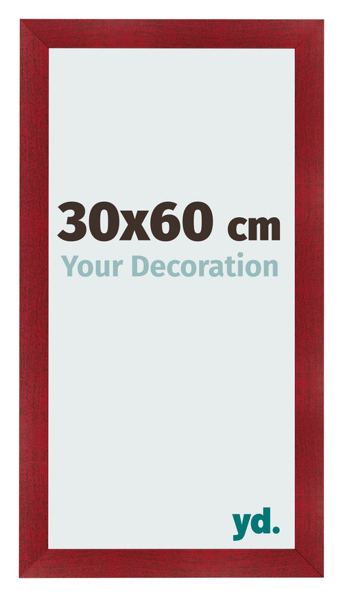 Fotolijst 30x60cm Wijnrood Geveegd MDF Pisa Voorzijde Maat | Yourdecoration.nl