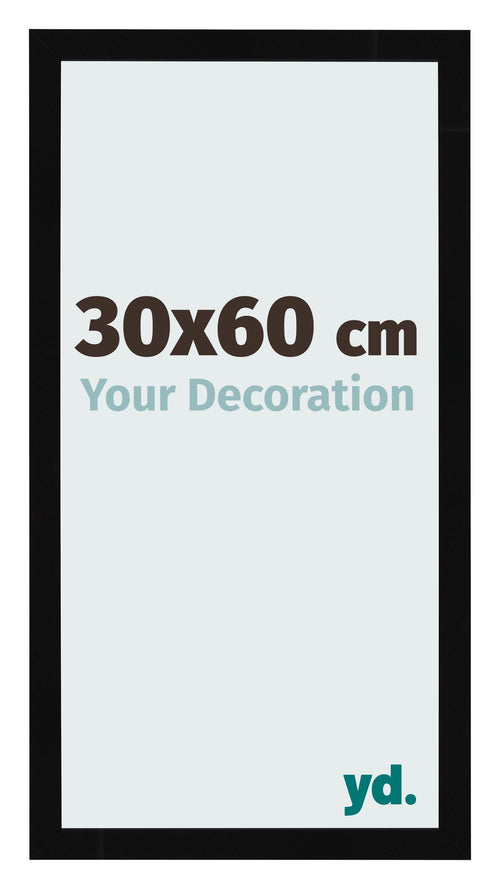 Fotolijst 30x60cm Zwart Hoogglans MDF Bologna Voorzijde Maat | Yourdecoration.nl