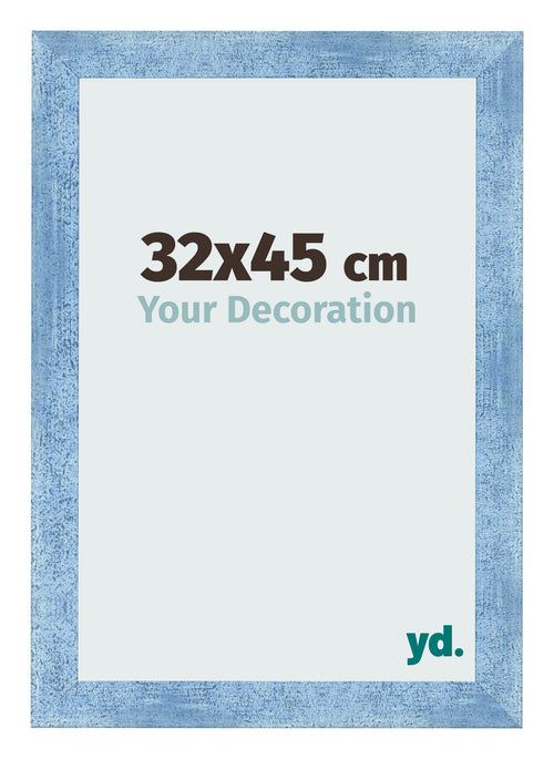 Fotolijst 32x45cm Helder Blauw Geveegd MDF Pisa Voorzijde Maat | Yourdecoration.nl