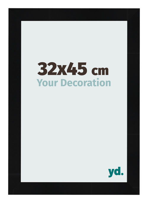 Fotolijst 32x45cm Zwart Hoogglans MDF Pisa Voorzijde Maat | Yourdecoration.nl