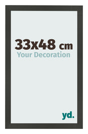 Fotolijst 33x48cm Antraciet MDF Bologna Voorzijde Maat | Yourdecoration.nl