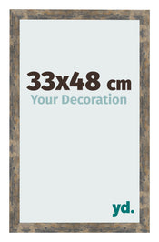 Fotolijst 33x48cm Blauw Goud Gemeleerd MDF Bologna Voorzijde Maat | Yourdecoration.nl