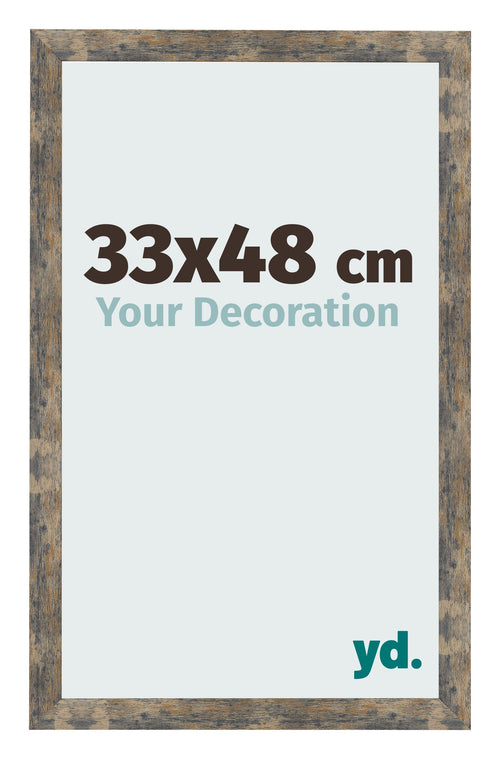 Fotolijst 33x48cm Blauw Goud Gemeleerd MDF Bologna Voorzijde Maat | Yourdecoration.nl