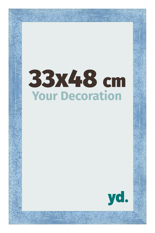 Fotolijst 33x48cm Helder Blauw Geveegd MDF Pisa Voorzijde Maat | Yourdecoration.nl
