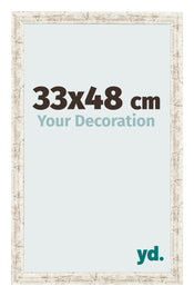 Fotolijst 33x48cm Wit Vintage MDF Bologna Voorzijde Maat | Yourdecoration.nl