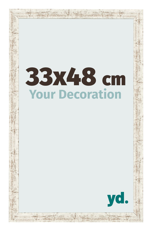 Fotolijst 33x48cm Wit Vintage MDF Bologna Voorzijde Maat | Yourdecoration.nl