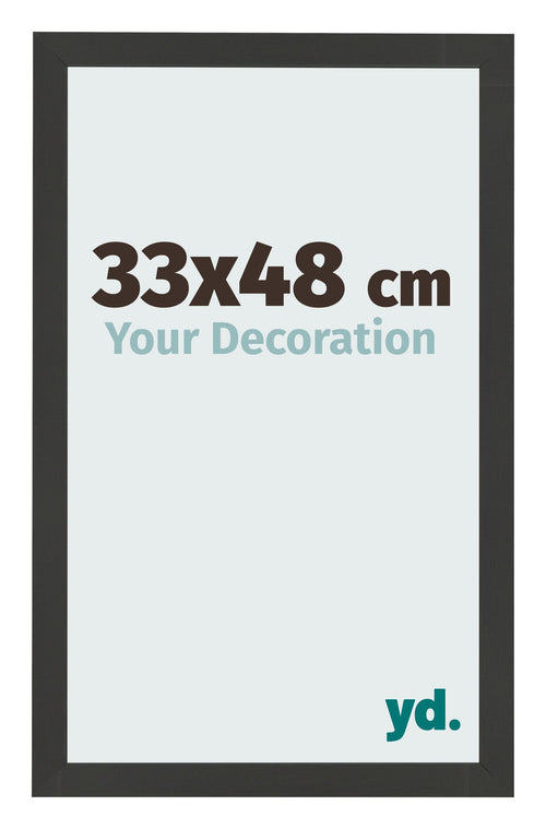 Fotolijst 33x48cm Zwart Houtnerf MDF Bologna Voorzijde Maat | Yourdecoration.nl