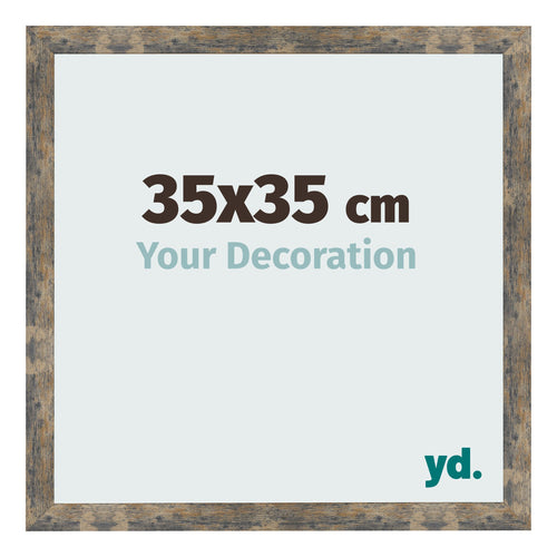 Fotolijst 35x35cm Blauw Goud Gemeleerd MDF Bologna Voorzijde Maat | Yourdecoration.nl