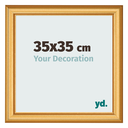 Fotolijst 35x35cm Goud Mat MDF Lazio Voorzijde Maat | Yourdecoration.nl