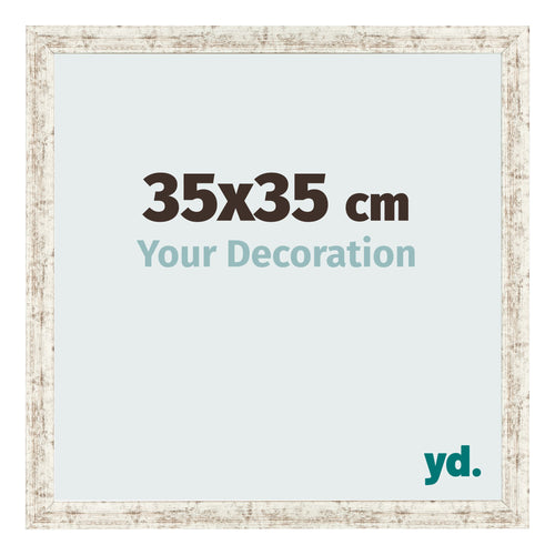 Fotolijst 35x35cm Wit Vintage MDF Bologna Voorzijde Maat | Yourdecoration.nl