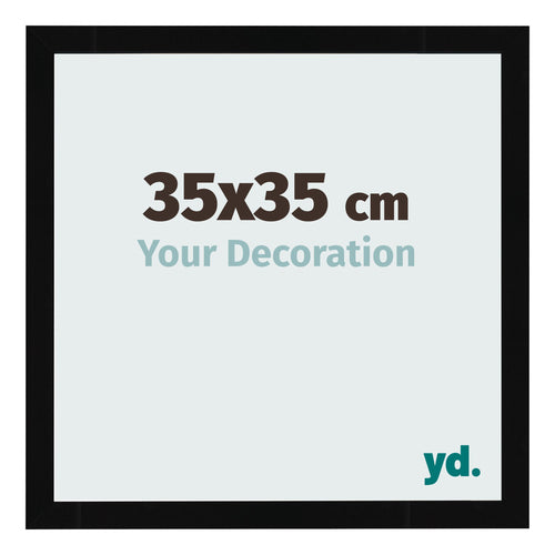 Fotolijst 35x35cm Zwart Hoogglans MDF Bologna Voorzijde Maat | Yourdecoration.nl
